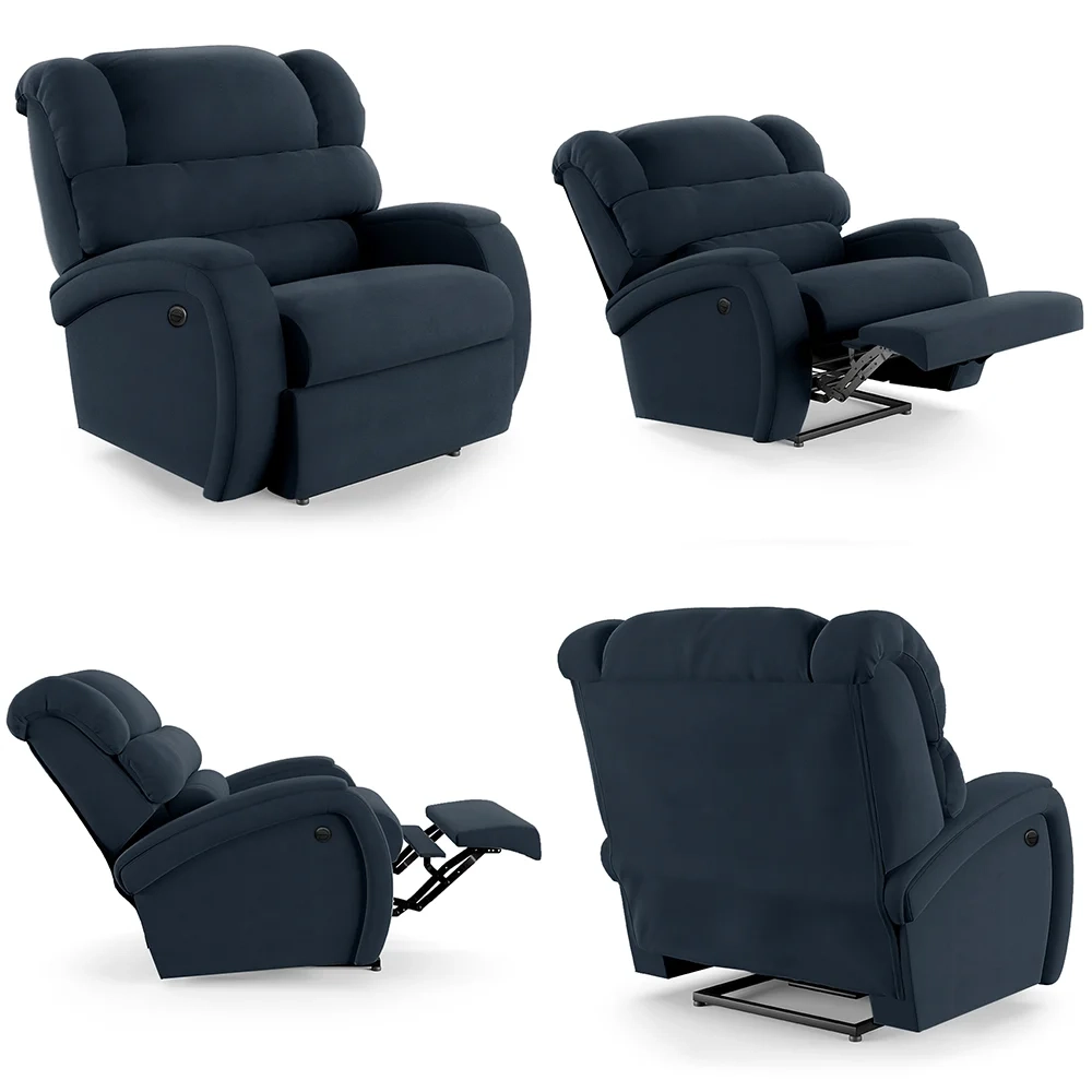 Poltrona do Papai Reclinável Kalie Power Elétrica FH9 Veludo Azul - Mpozenato