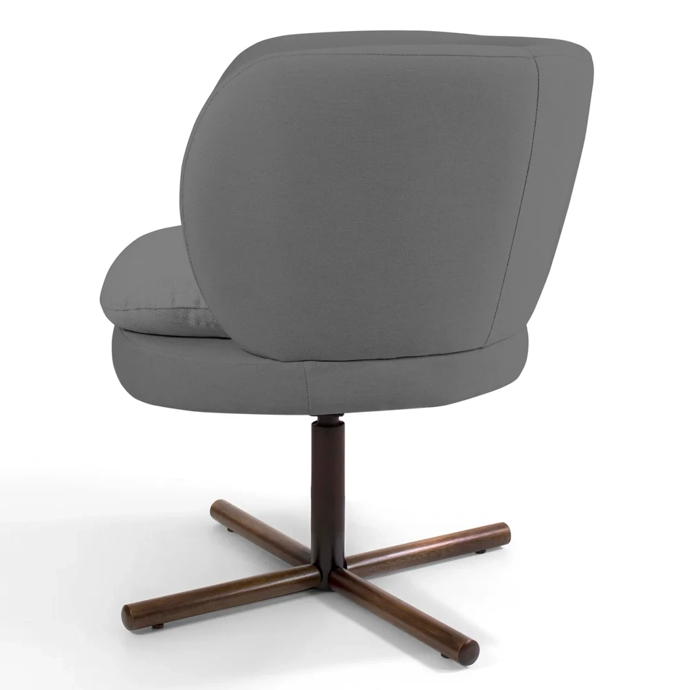 Poltrona Decorativa Sala de Estar Melissa Base Xis Giratória C-416 Linho Cinza Escuro - Domi