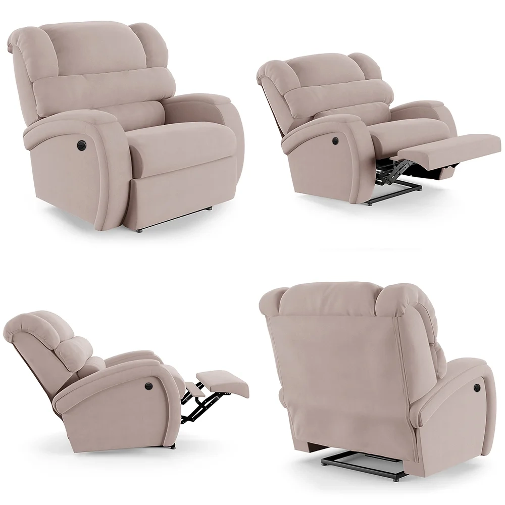 Poltrona do Papai Reclinável Kalie Power Elétrica FH9 Veludo Rosê - Mpozenato