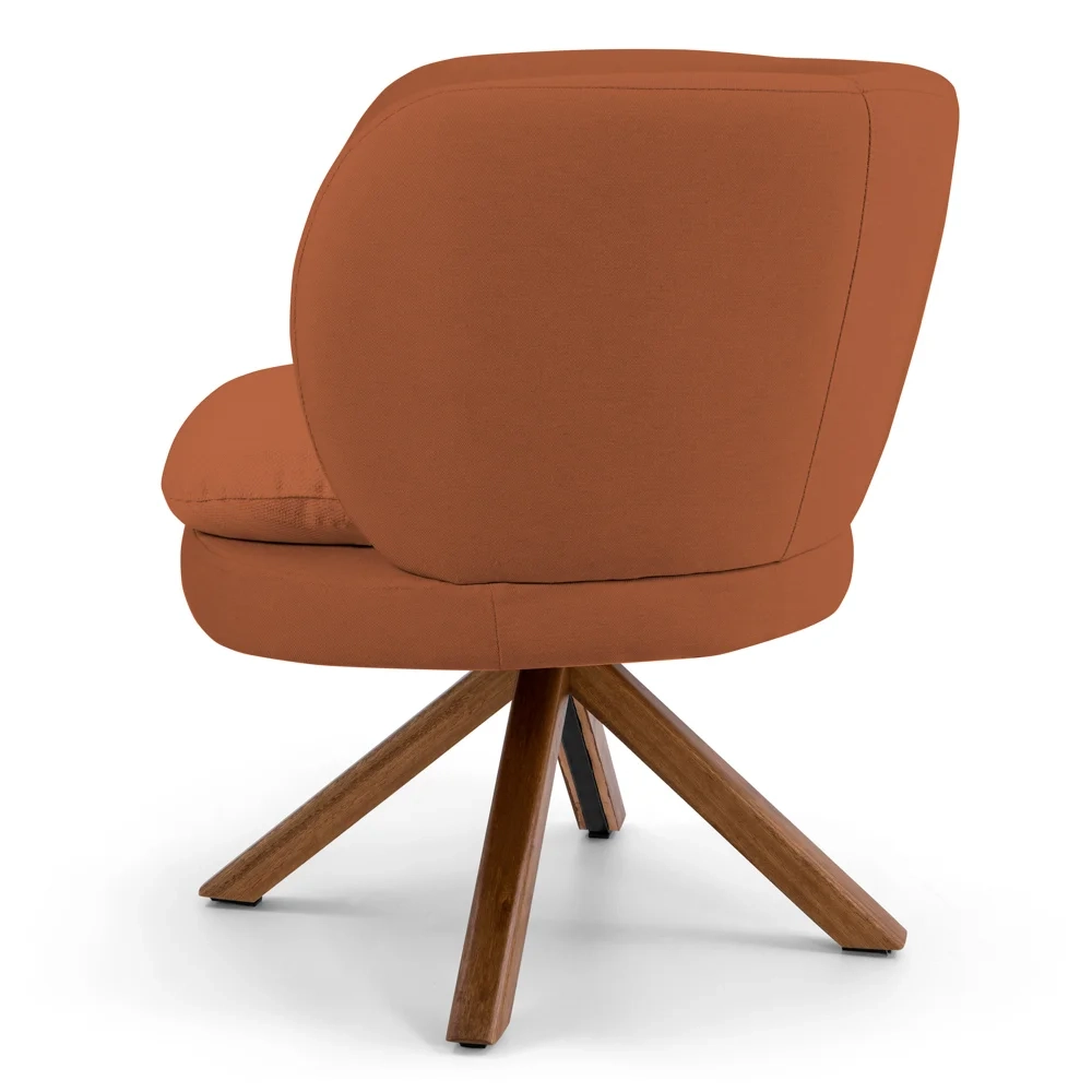 Poltrona Decorativa Sala de Estar Melissa Base Giromad Giratória Veludo C-262 Telha - Domi