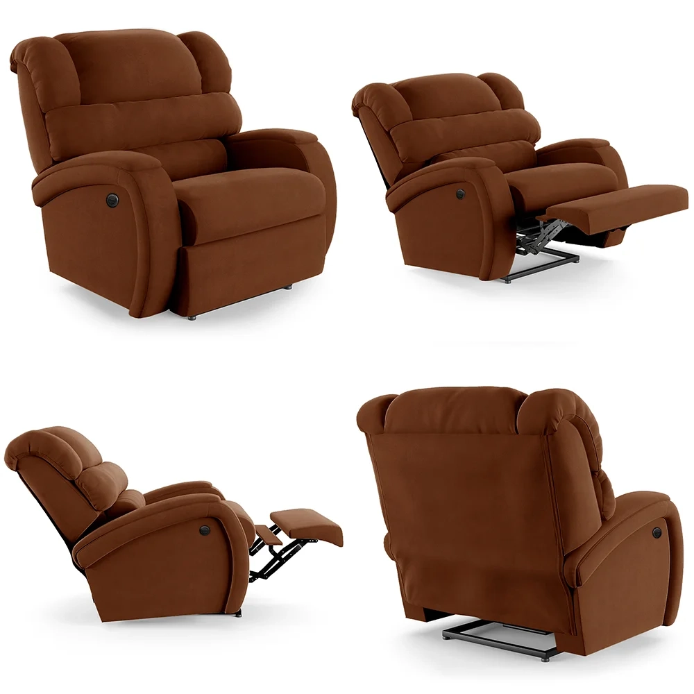 Poltrona do Papai Reclinável Kalie Power Elétrica FH9 Veludo Terracota - Mpozenato