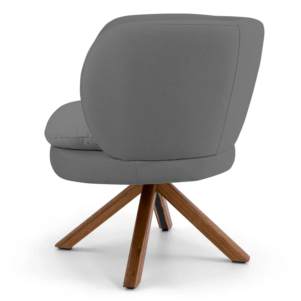 Poltrona Decorativa Sala de Estar Melissa Base Giromad Giratória Veludo C-317 Cinza - Domi