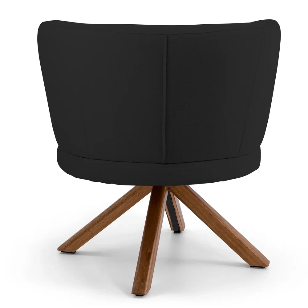 Poltrona Decorativa Sala de Estar Melissa Base Giromad Giratória Veludo C-300 Preto - Domi