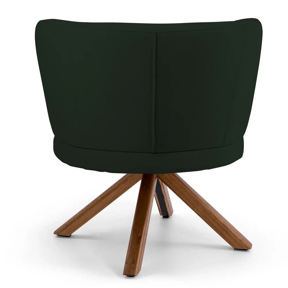 Poltrona Decorativa Sala de Estar Melissa Base Giromad Giratória Veludo C-303 Verde Musgo - Domi