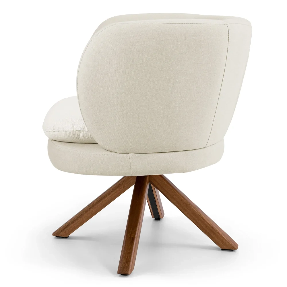 Poltrona Decorativa Sala de Estar Melissa Base Giromad Giratória Veludo C-309 Bege - Domi