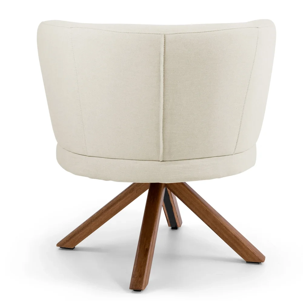 Poltrona Decorativa Sala de Estar Melissa Base Giromad Giratória Veludo C-309 Bege - Domi