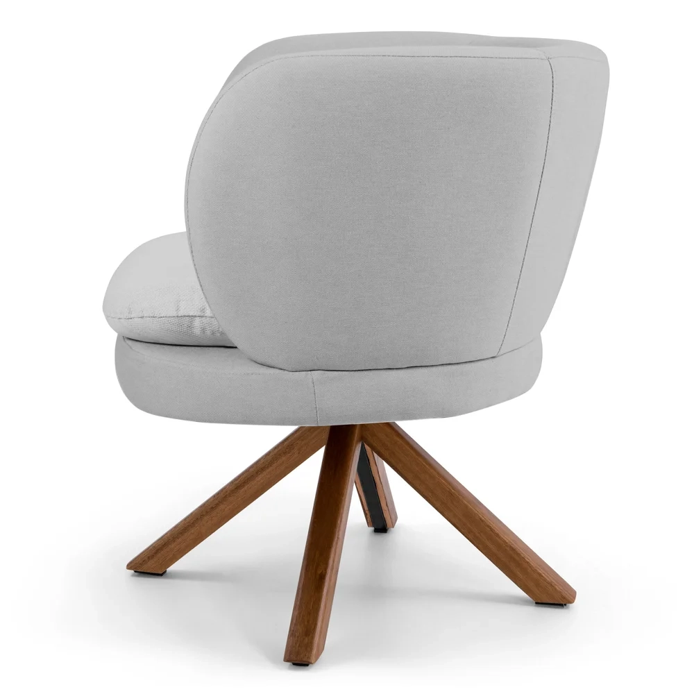 Poltrona Decorativa Sala de Estar Melissa Base Giromad Giratória Lonha D-315 Cinza Claro - Domi