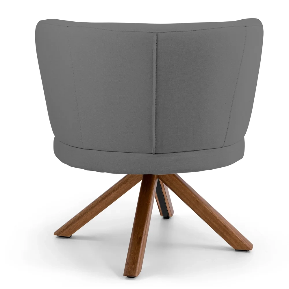 Poltrona Decorativa Sala de Estar Melissa Base Giromad Giratória C-416 Linho Cinza Escuro - Domi