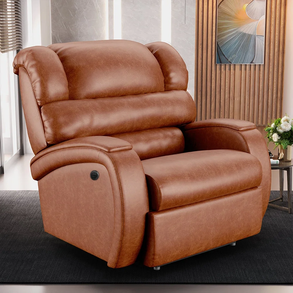 Poltrona do Papai Reclinável Kalie Power Elétrica FH9 PU Caramelo Brilho - Mpozenato