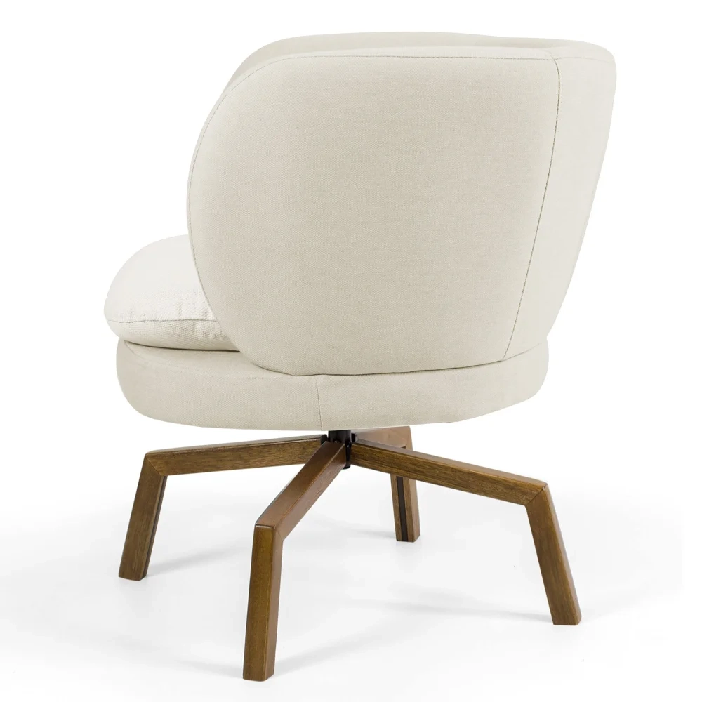 Poltrona Decorativa Sala de Estar Melissa Base Ka Giratória Veludo C-309 Bege - Domi