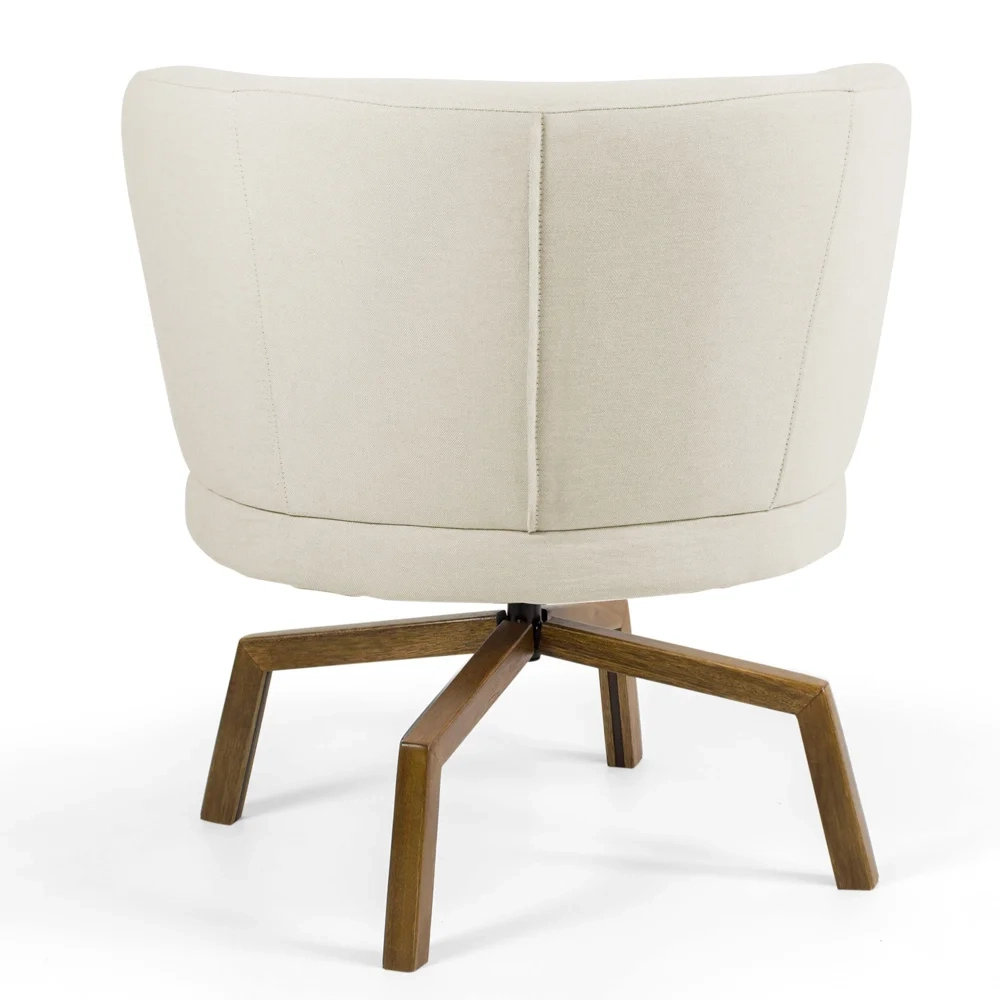 Poltrona Decorativa Sala de Estar Melissa Base Ka Giratória Veludo C-309 Bege - Domi