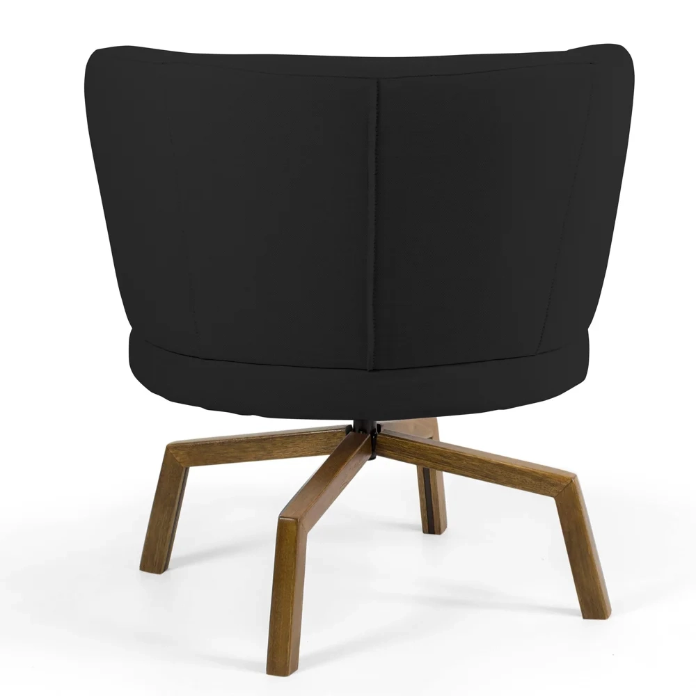 Poltrona Decorativa Sala de Estar Melissa Base Ka Giratória Veludo C-300 Preto - Domi