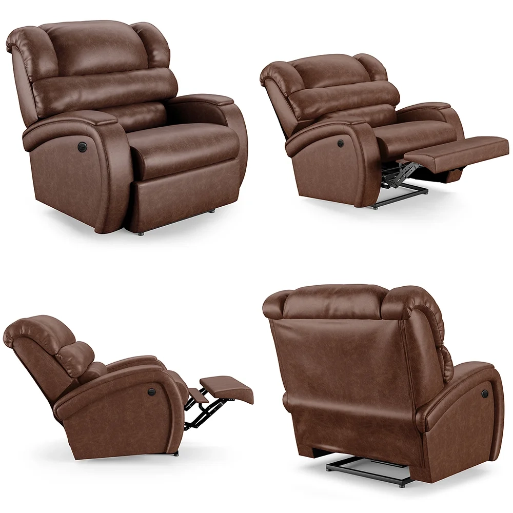 Poltrona do Papai Reclinável Kalie Power Elétrica FH9 PU Marrom Brilho - Mpozenato
