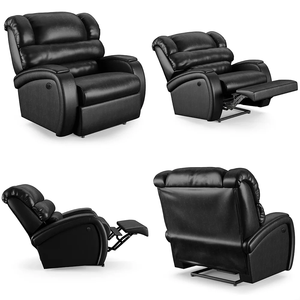 Poltrona do Papai Reclinável Kalie Power Elétrica FH9 PU Preto Brilho - Mpozenato