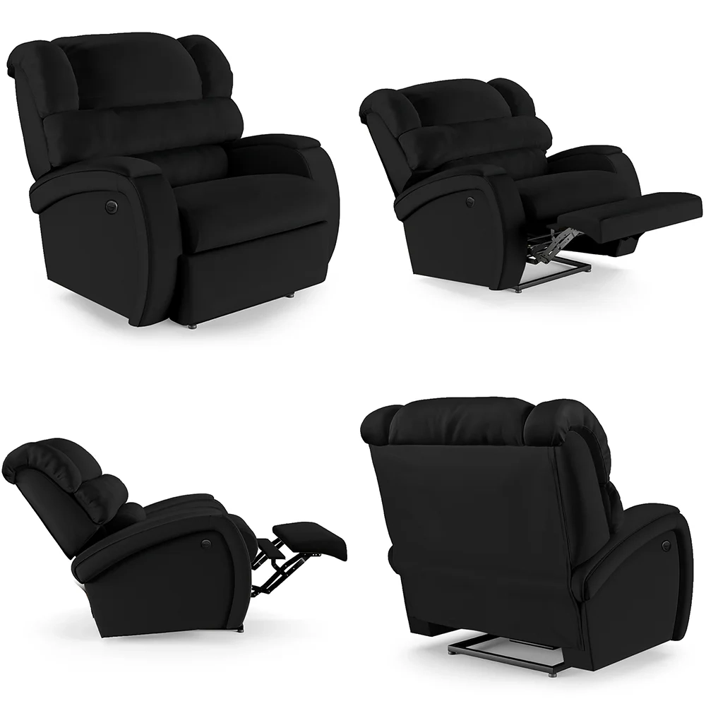 Poltrona do Papai Reclinável Kalie Power Elétrica FH9 PU Preto - Mpozenato