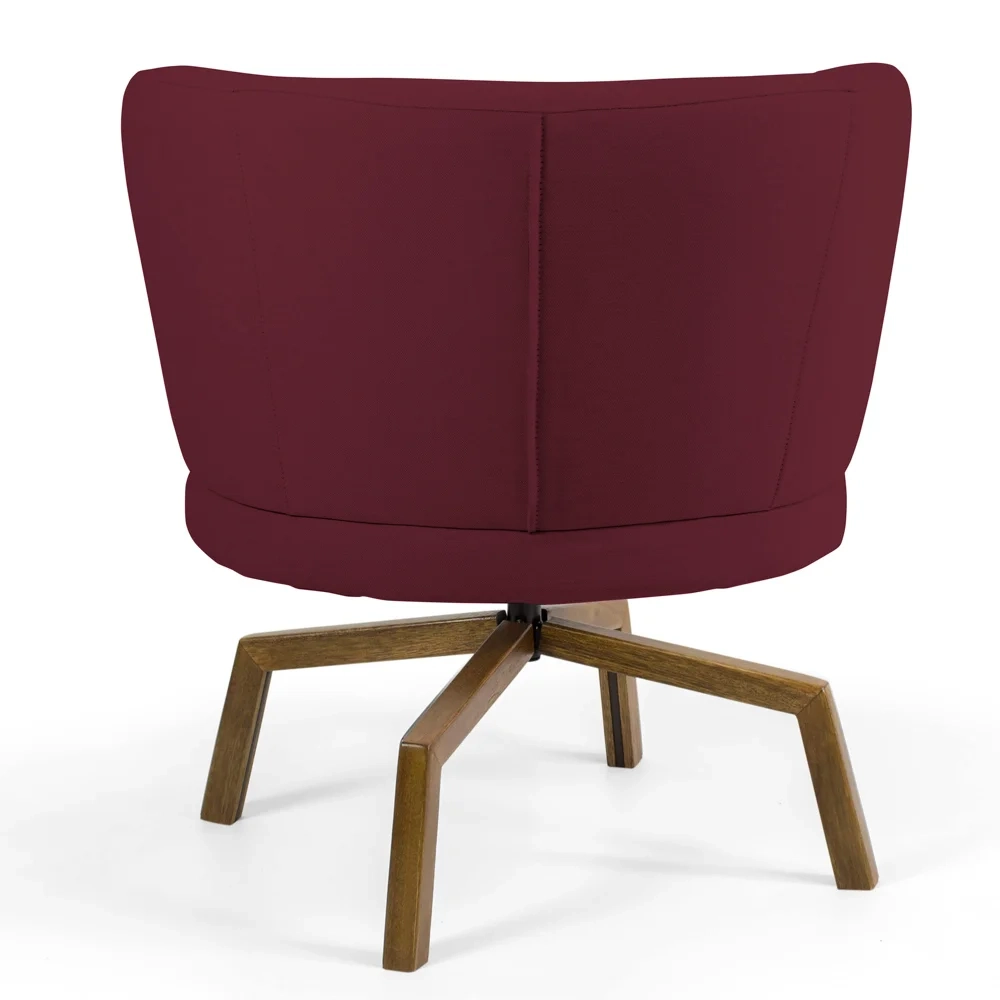 Poltrona Decorativa Sala de Estar Melissa Base Ka Giratória Veludo C-278 Marsala - Domi