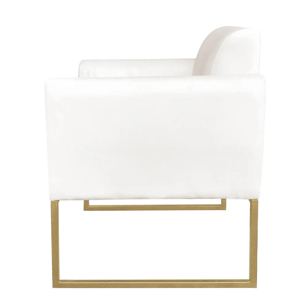 Poltrona Decorativa Base Industrial Dourada Maressa S03 Suede Bege - Ibiza