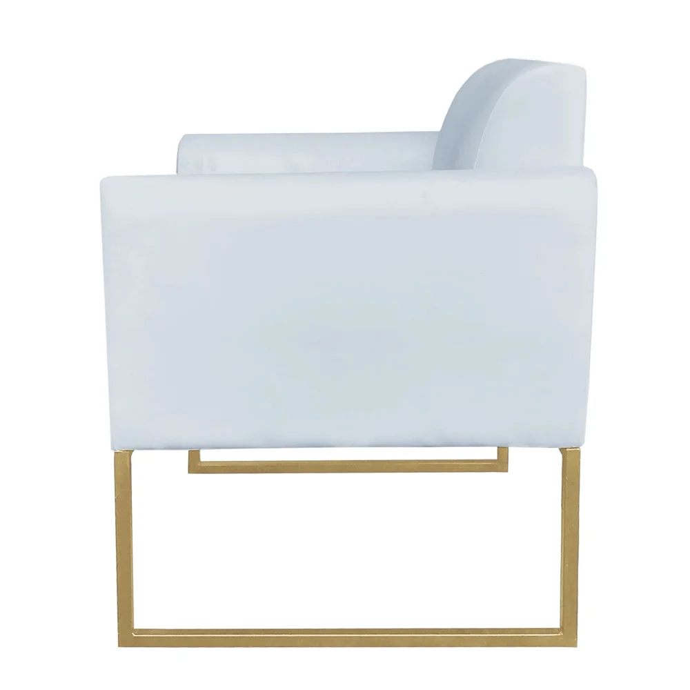 Poltrona Decorativa Base Industrial Dourada Maressa S10 Suede Cinza - Ibiza