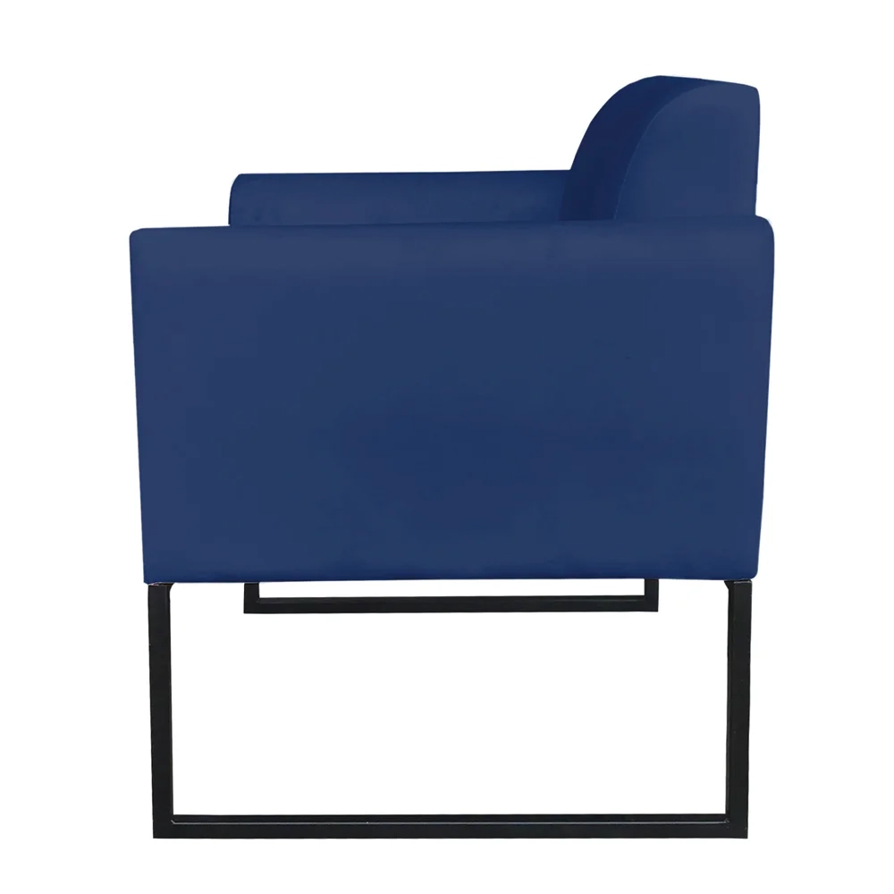 Poltrona Decorativa Base Industrial Preto Maressa S04 Suede Azul Marinho - Ibiza