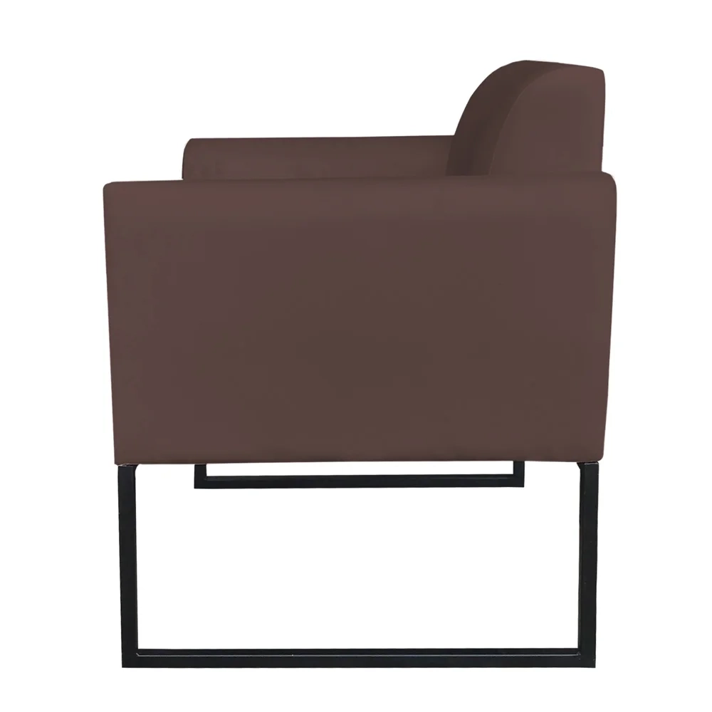 Poltrona Decorativa Base Industrial Preto Maressa S06 Suede Marrom - Ibiza