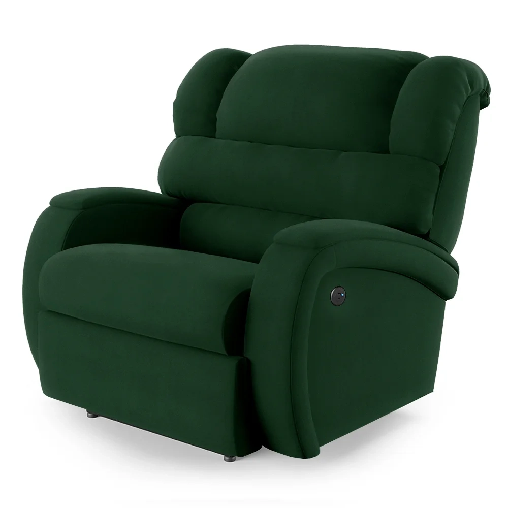 Poltrona do Papai Reclinável Kalie Power Elétrica USB FH9 Veludo Verde - Mpozenato
