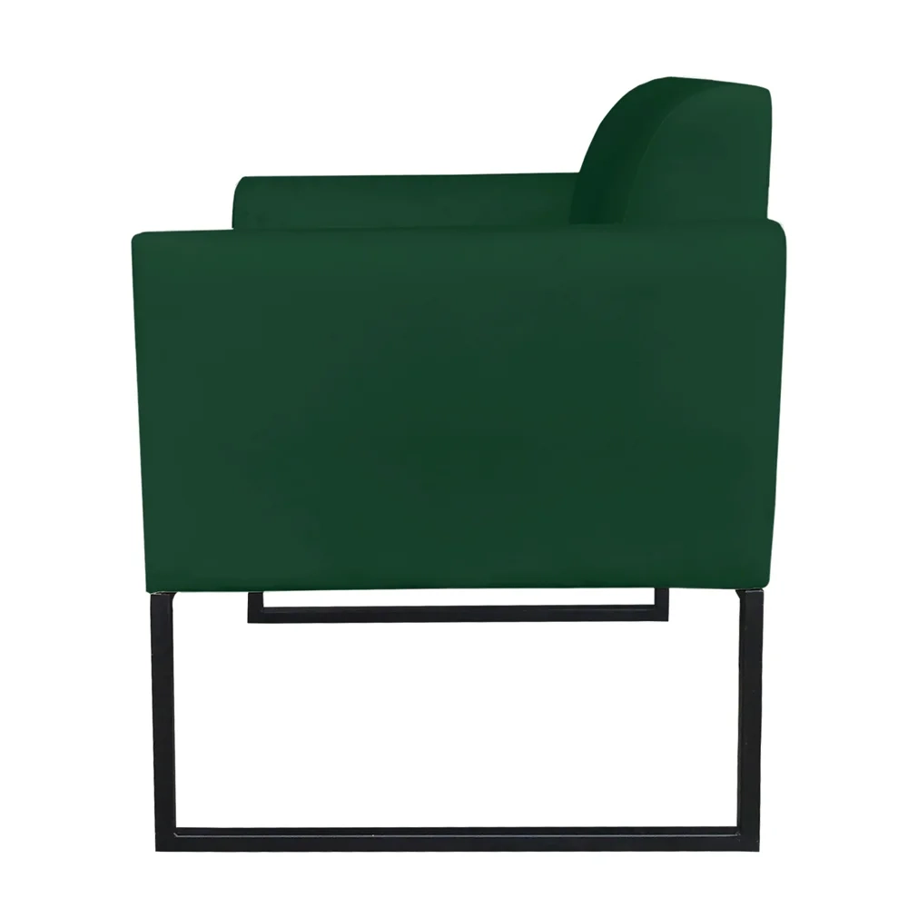 Poltrona Decorativa Base Industrial Preto Maressa S23 Suede Verde - Ibiza