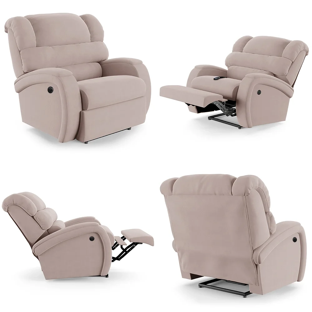 Poltrona do Papai Reclinável Kalie Power Elétrica USB FH9 Veludo Rosê - Mpozenato