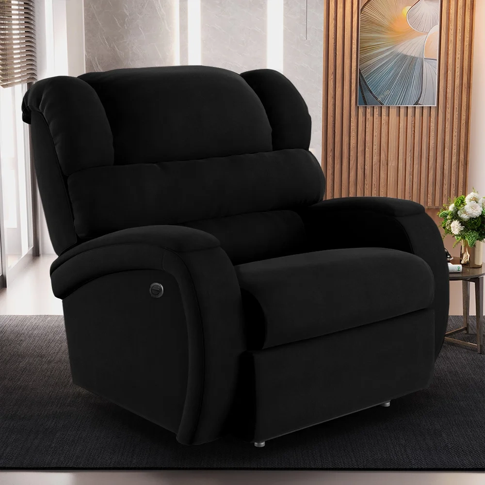 Poltrona do Papai Reclinável Kalie Power Elétrica Massagem FH9 Veludo Preto - Mpozenato
