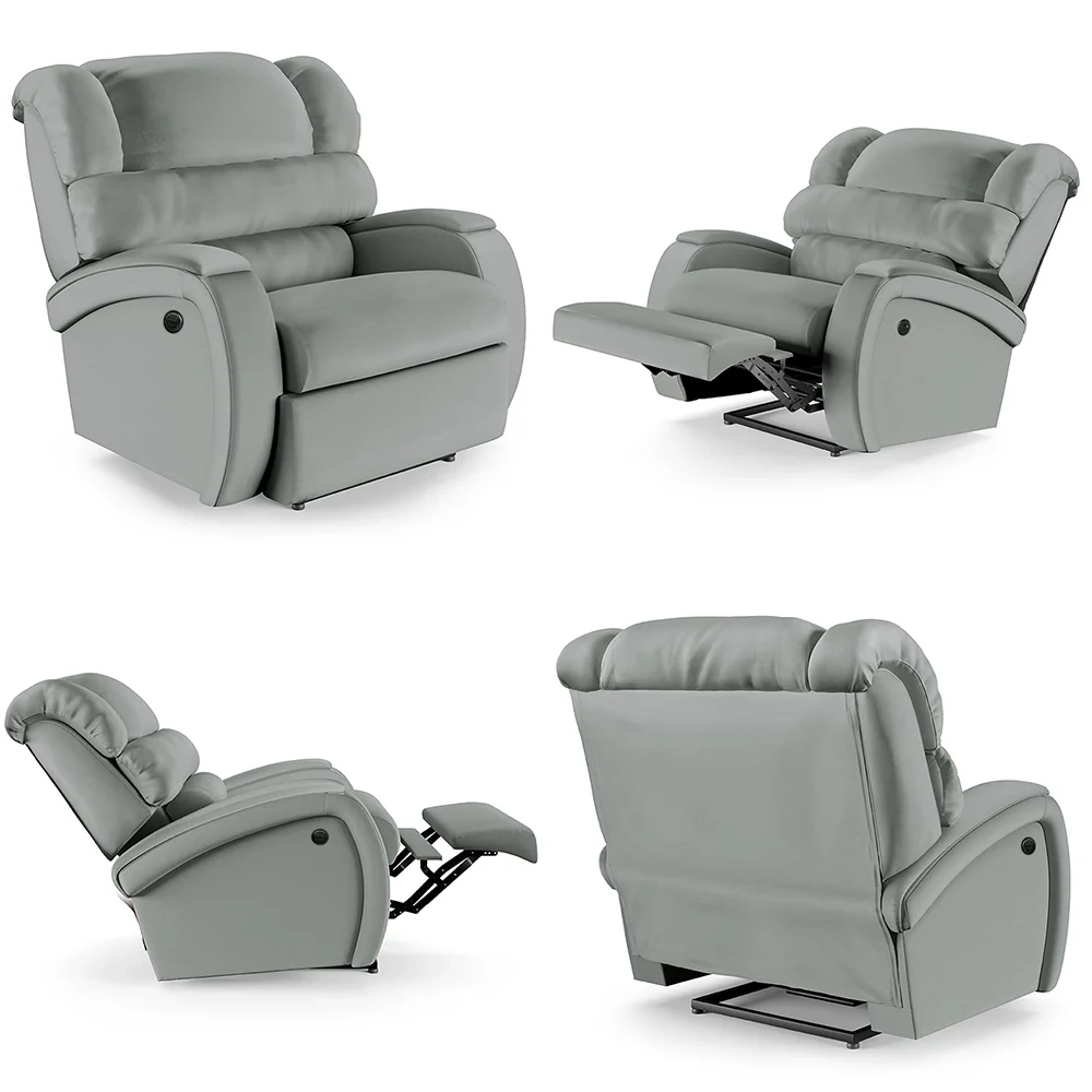 Poltrona do Papai Reclinável Kalie Power Elétrica Massagem FH9 PU Cinza - Mpozenato