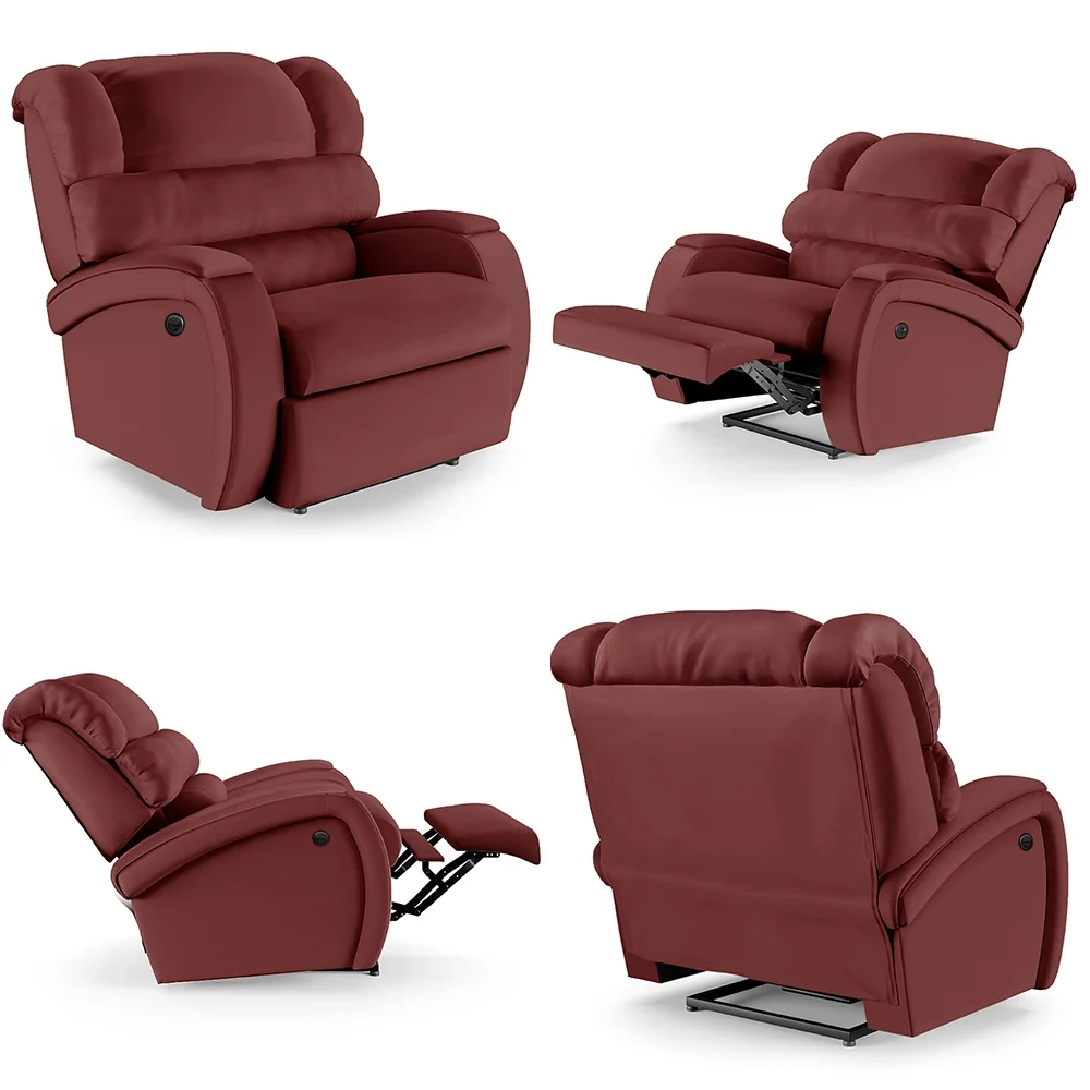 Poltrona do Papai Reclinável Kalie Power Elétrica Massagem FH9 PU Vermelho - Mpozenato