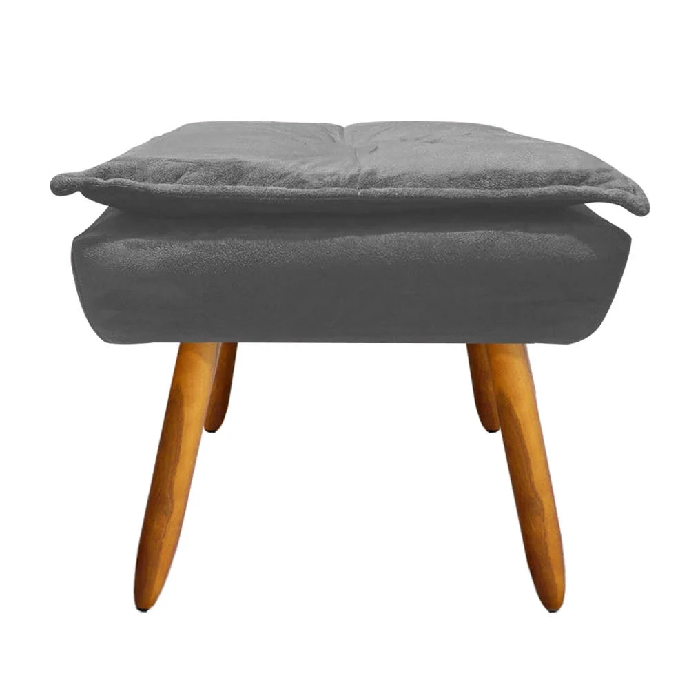 Puff Decorativo Sala de Estar Pés Palito Opla Suede Grafite - Ibiza