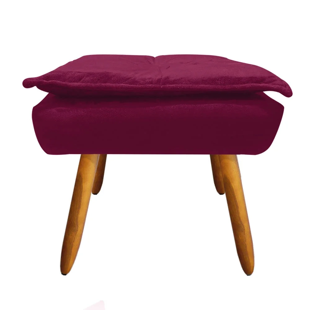 Puff Decorativo Sala de Estar Pés Palito Opla Suede Bordô - Ibiza