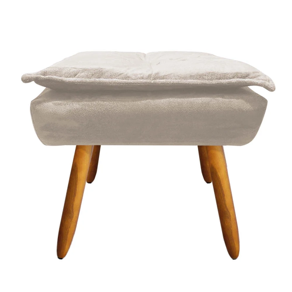 Puff Decorativo Sala de Estar Pés Palito Opla Suede Bege - Ibiza