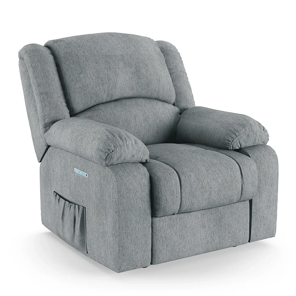 Poltrona do Papai Reclinável Pietra Elétrica LED Massagem FH9 Linho Cinza - Mpozenato