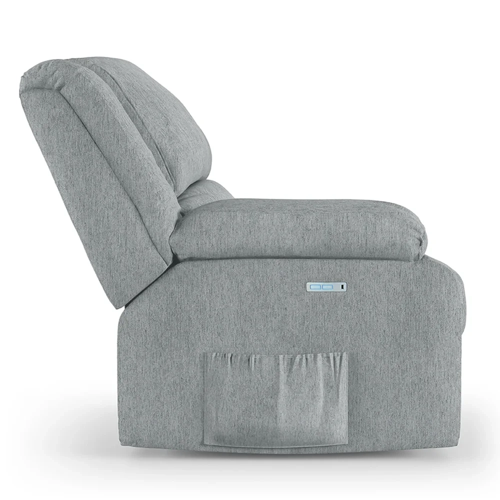 Poltrona do Papai Reclinável Pietra Elétrica LED Massagem FH9 Linho Cinza - Mpozenato