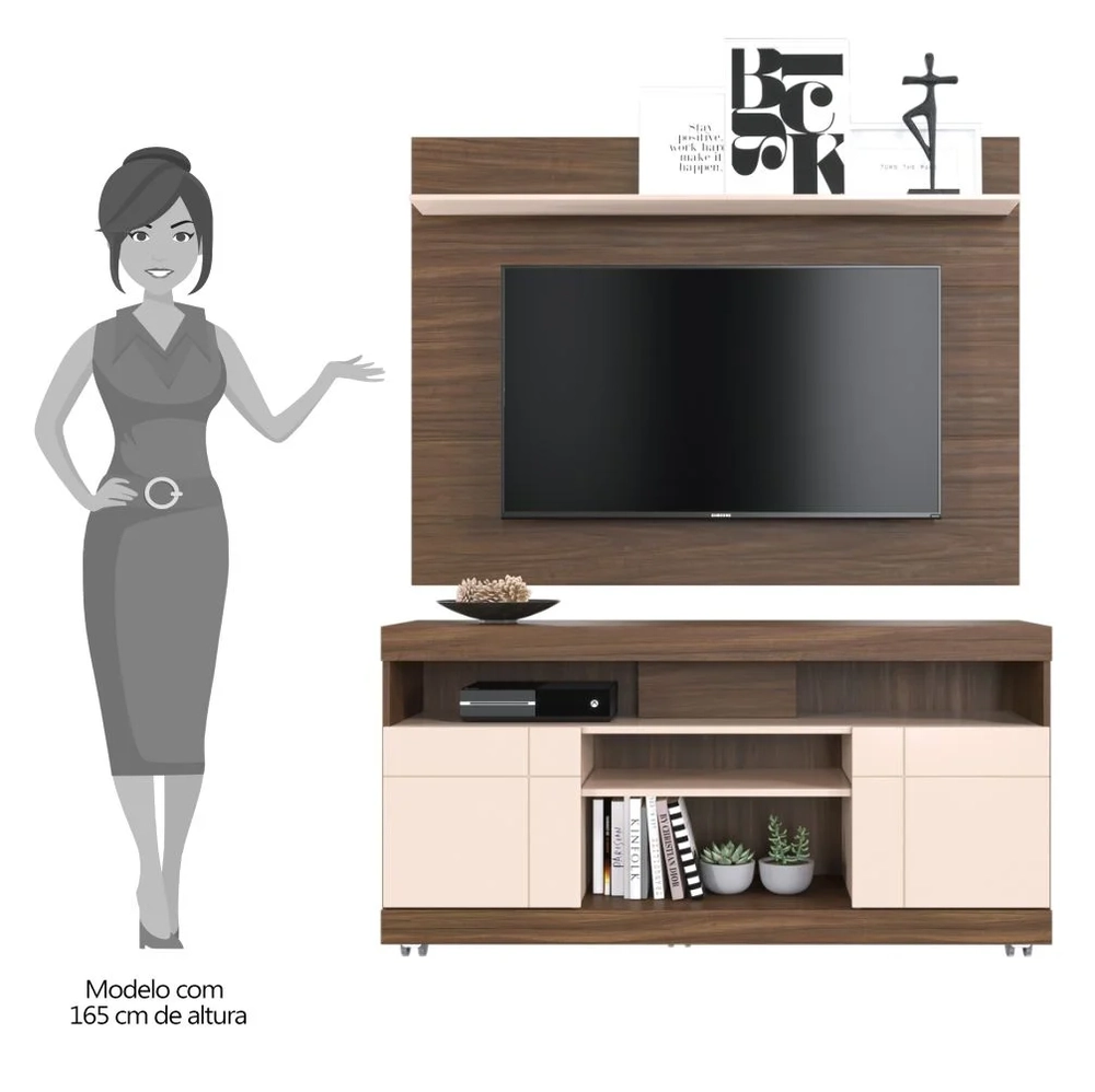 Rack Bancada Yara com Painel para TV até 47 Pol. Maia Nogueira/Off White - Colibri