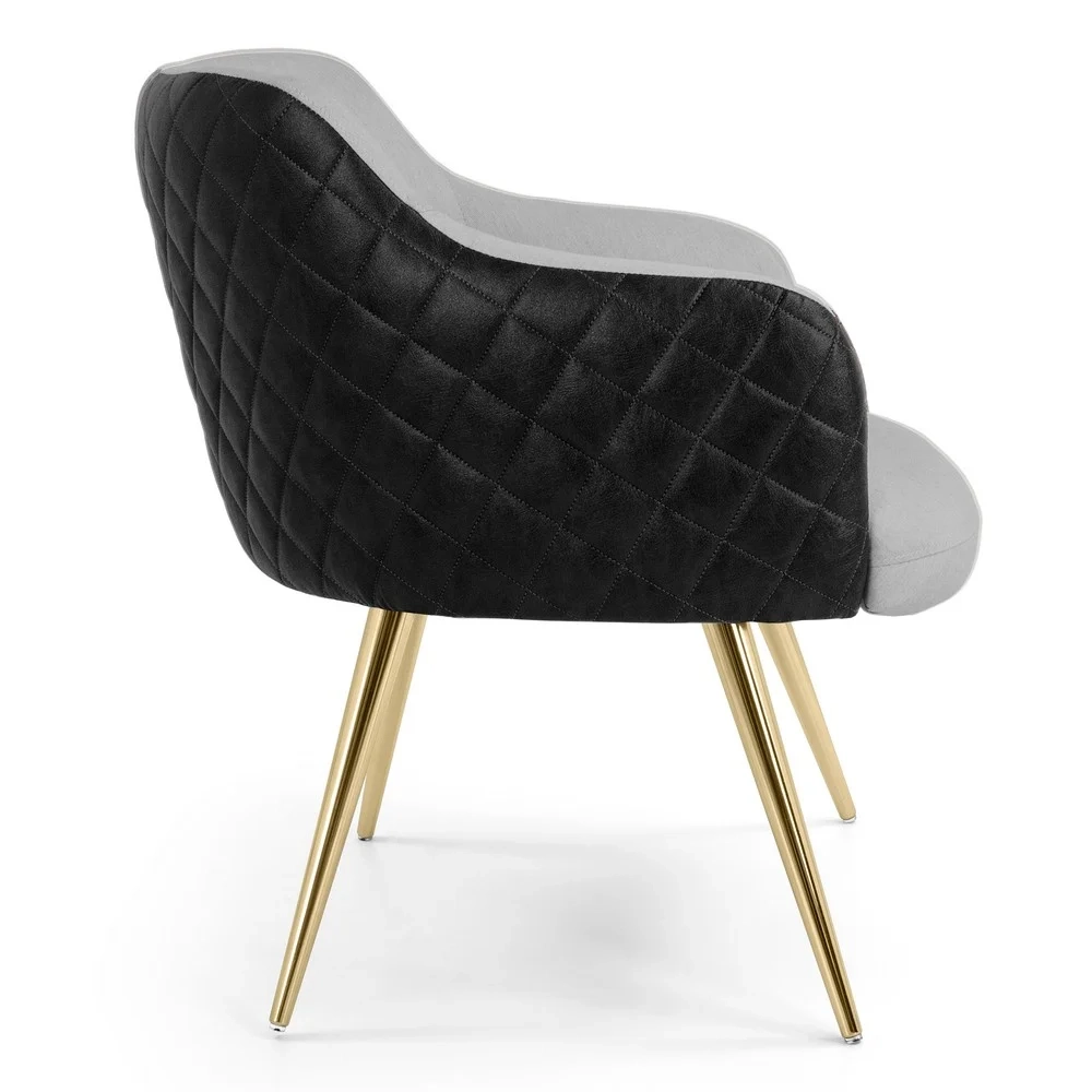 Poltrona Decorativa Pés Palito Metalizado Jade Corano C-05 Linho D-315 Cinza Claro - Domi