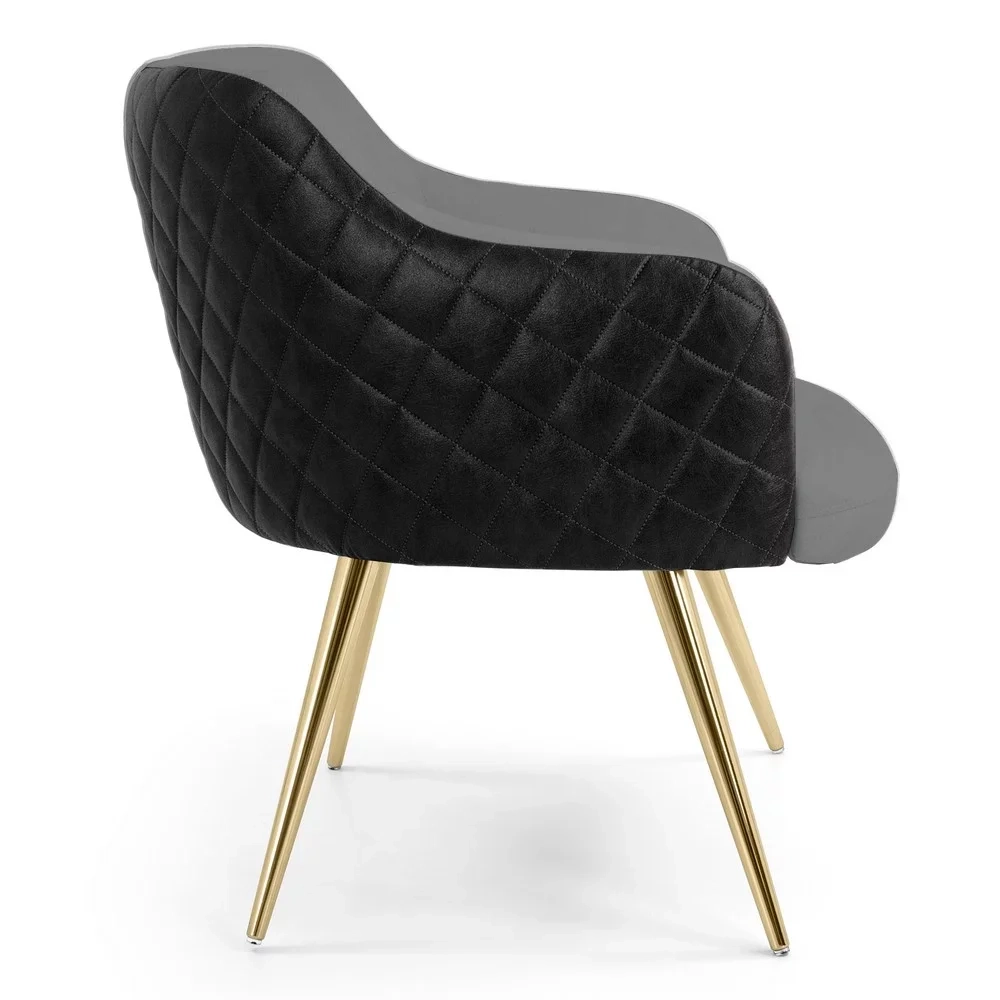 Poltrona Decorativa Jade Pés Alumínio Metalizado C-416 Corano Tressê Linho Cinza Escuro - Domi