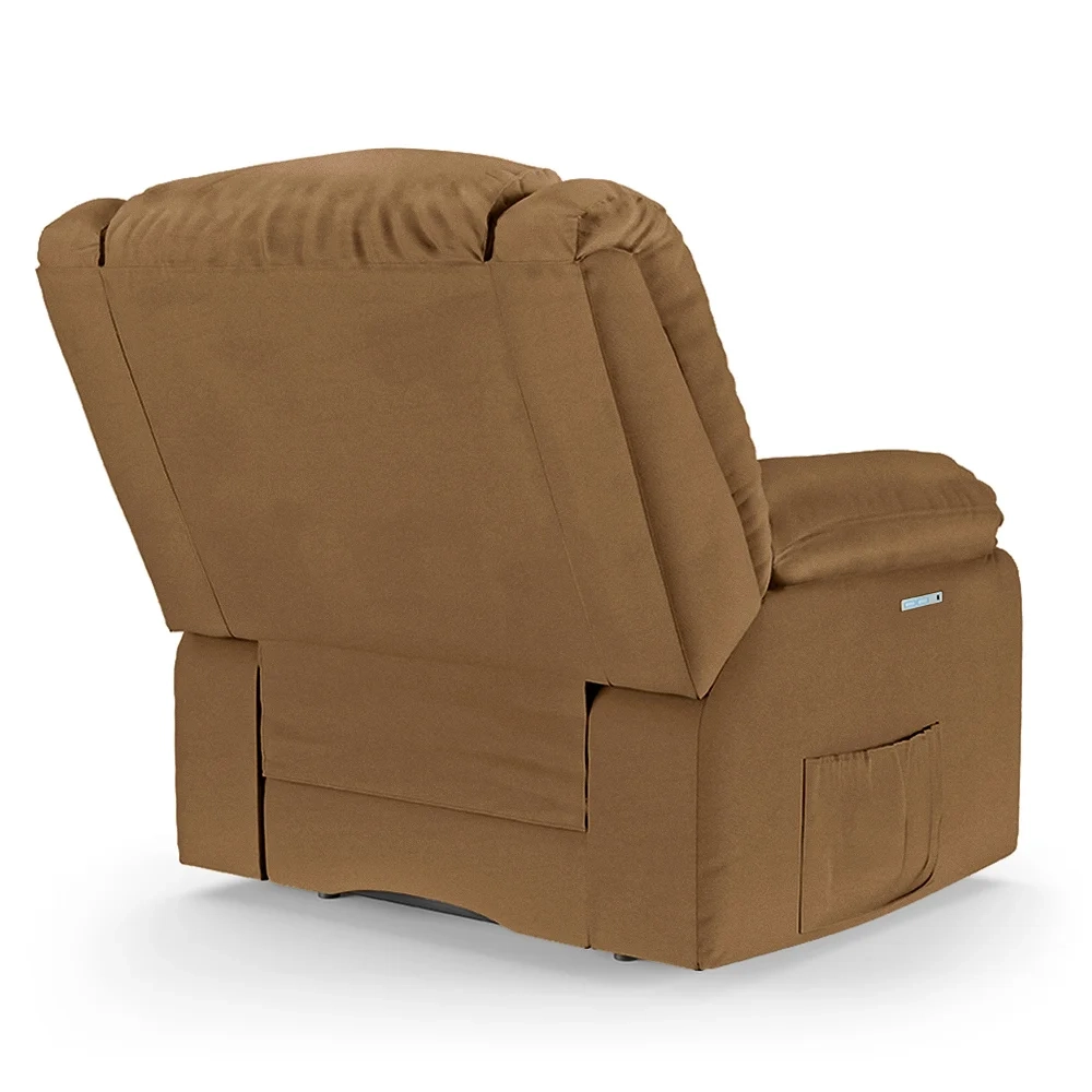 Poltrona do Papai Reclinável Pietra Elétrica LED Massagem FH9 PU Caramelo - Mpozenato