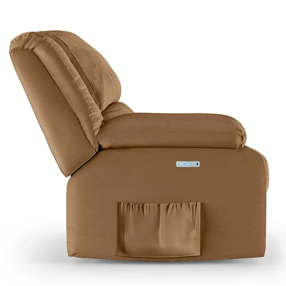 Poltrona do Papai Reclinável Pietra Elétrica LED Massagem FH9 PU Caramelo - Mpozenato
