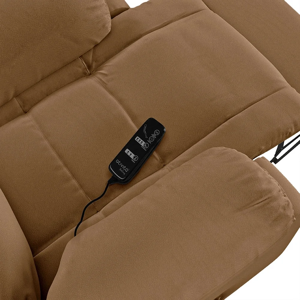 Poltrona do Papai Reclinável Pietra Elétrica LED Massagem FH9 PU Caramelo - Mpozenato