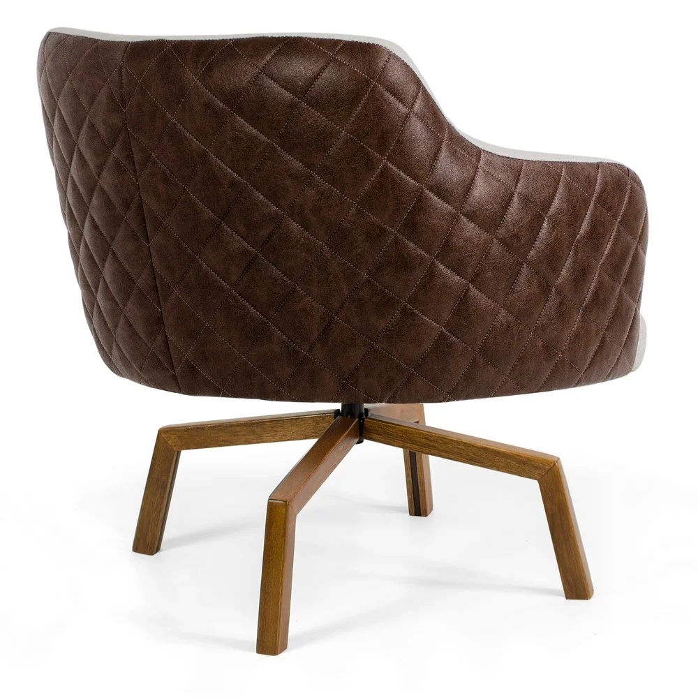 Poltrona Decorativa Jade Base Ka Giratória B-10 Corano Tressê Linho Bege - Domi