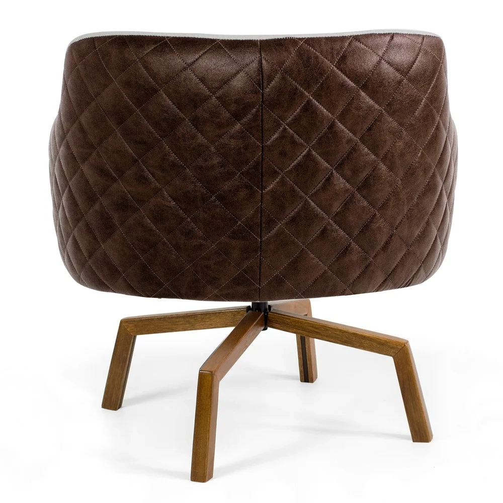 Poltrona Decorativa Jade Base Ka Giratória B-10 Corano Tressê Linho Bege - Domi