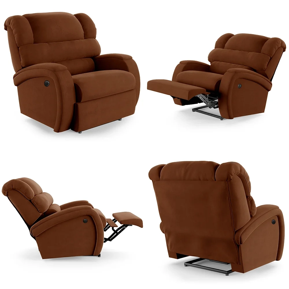 Poltrona do Papai Reclinável Kalie Power Elétrica Massagem FH9 Veludo Terracota - Mpozenato