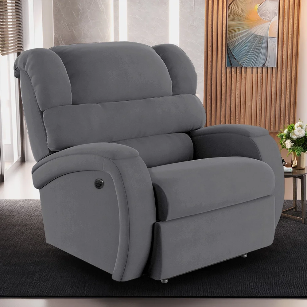 Poltrona do Papai Reclinável Kalie Power Elétrica Massagem FH9 Veludo Cinza - Mpozenato