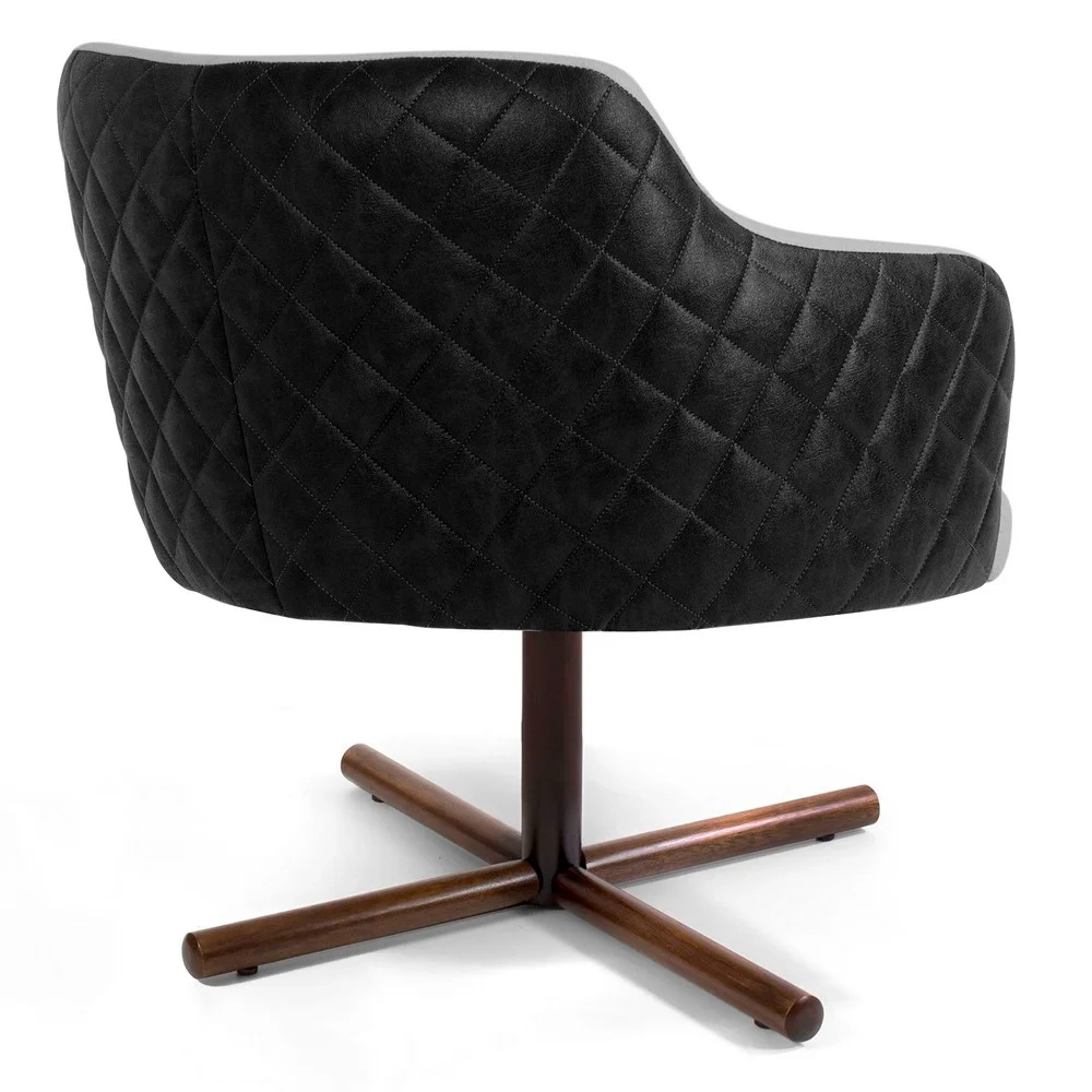 Poltrona Decorativa Giratória Base Xis Jade Corano C-05 Linho D-315 Cinza Claro - Domi