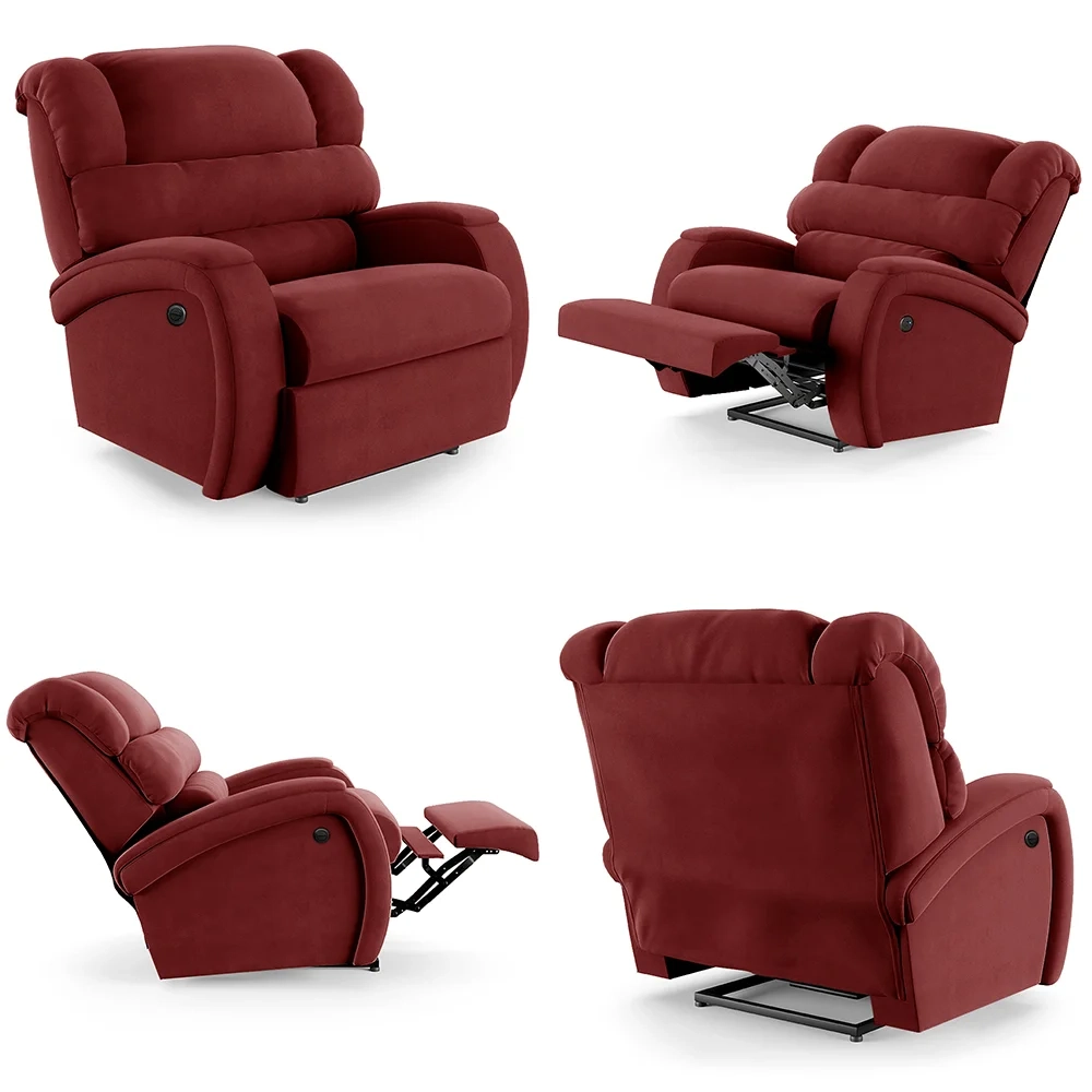 Poltrona do Papai Reclinável Kalie Power Elétrica Massagem FH9 Veludo Vermelho - Mpozenato