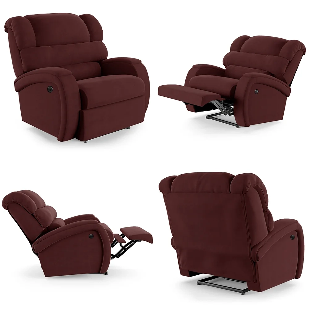 Poltrona do Papai Reclinável Kalie Power Elétrica Massagem FH9 Veludo Vinho - Mpozenato