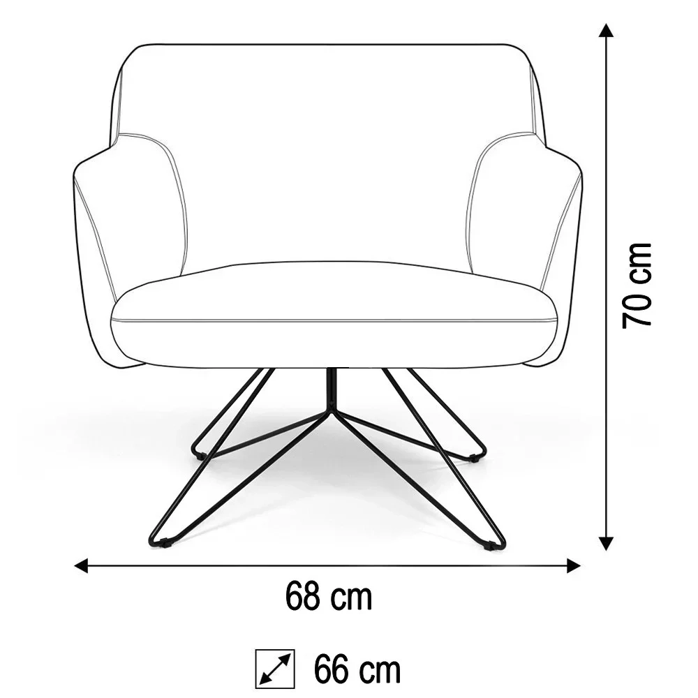 Poltrona Decorativa Jade Base Orby Fixa Corano Tressê Lona D-05/D-315 Cinza Claro - Domi