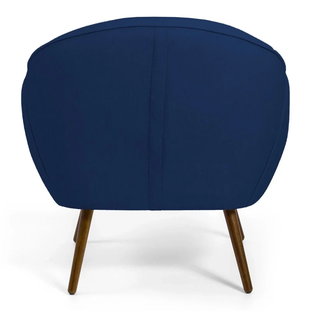 Poltrona Decorativa Sala de Estar Pés Palito Madeira Nina C-304 Veludo Azul Marinho - Domi